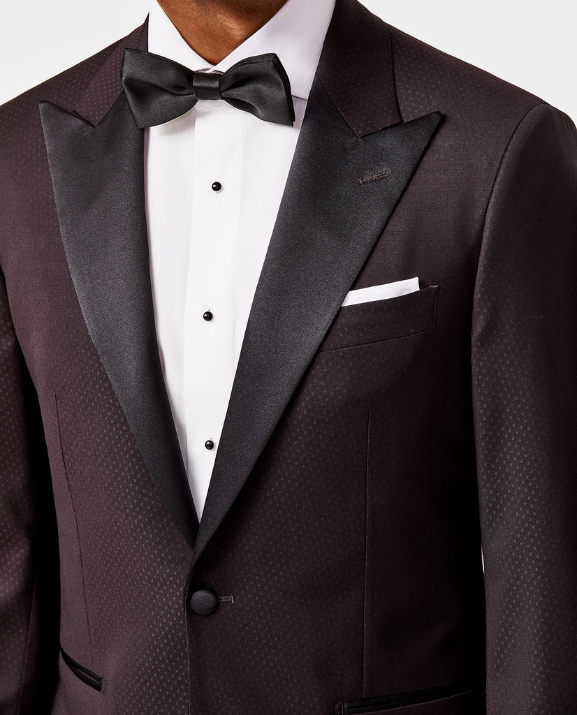 Cerruti Burgundy Merino Wool with Jacquard Dots