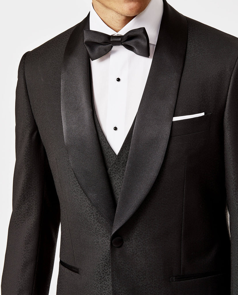 Zignone Black S100 Wool with Paisley Jacquard