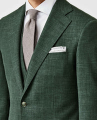 Paulo Oliveira Dark Green Stretch Wool & Linen Blend