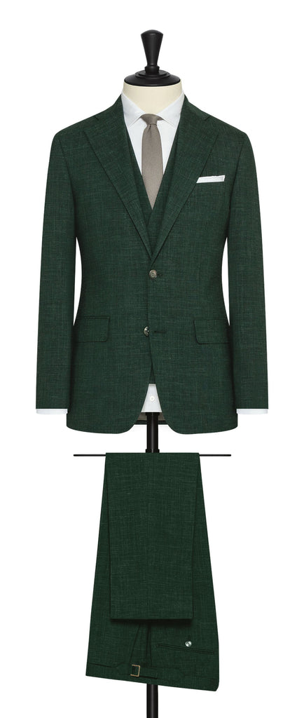 Paulo Oliveira Dark Green Stretch Wool & Linen Blend