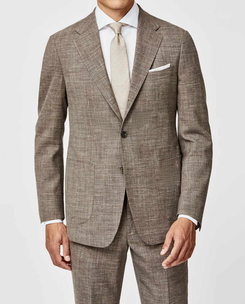 Paulo Oliveira Dark Taupe Wool & Linen Stretch
