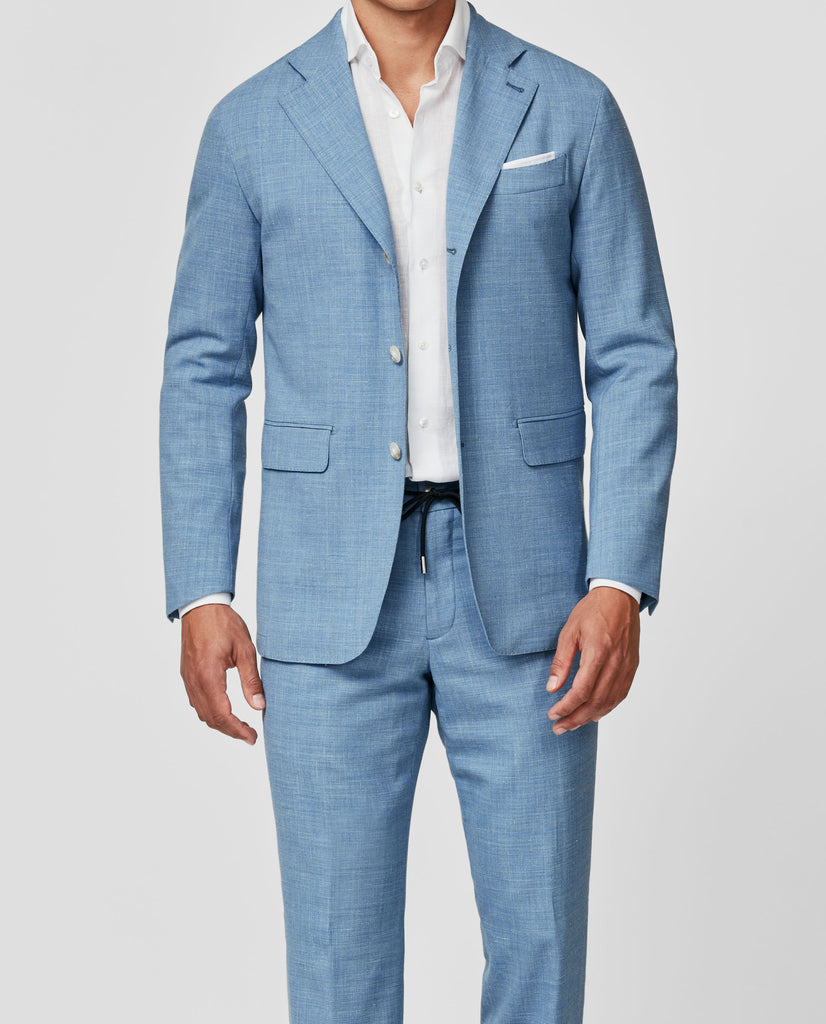 Paulo Oliveira Sky Blue Wool & Linen Stretch
