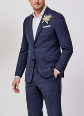 Paulo Oliveira Dark Blue Wool & Linen Stretch