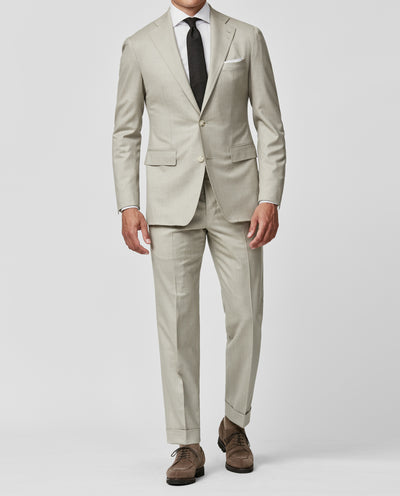 Barberis Canonico Oatmeal Flannel S120 Merino Wool with Natural Stretch