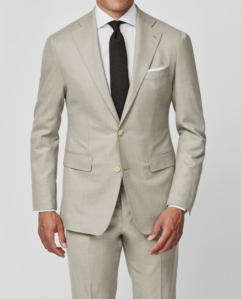 Barberis Canonico Oatmeal Flannel S120 Merino Wool with Natural Stretch