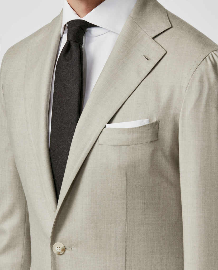 Barberis Canonico Oatmeal Flannel S120 Merino Wool with Natural Stretch