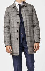 Piacenza Grey Speckled Brushed Wool & Cashmere Unconstructed Glencheck with Dark Grey Windowpane