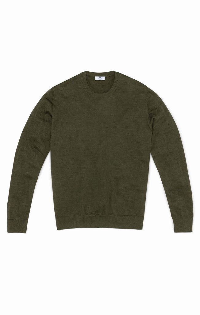 dark olive green mélange extra fine merino Made to measure Knitwear