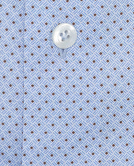 Weba Light Blue Geometric Cotton-Lyocell Easy Care Twill