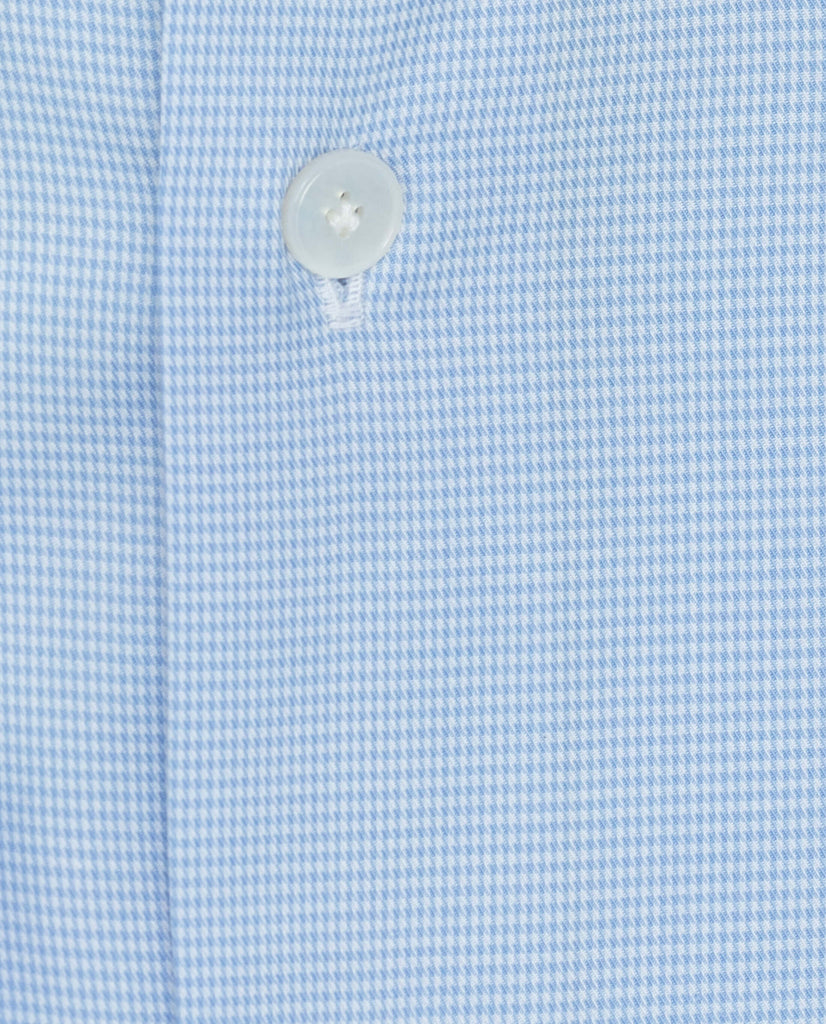 Albini Light Blue Fine Houndstooth Twill 365 Easy Care Fine Cotton
