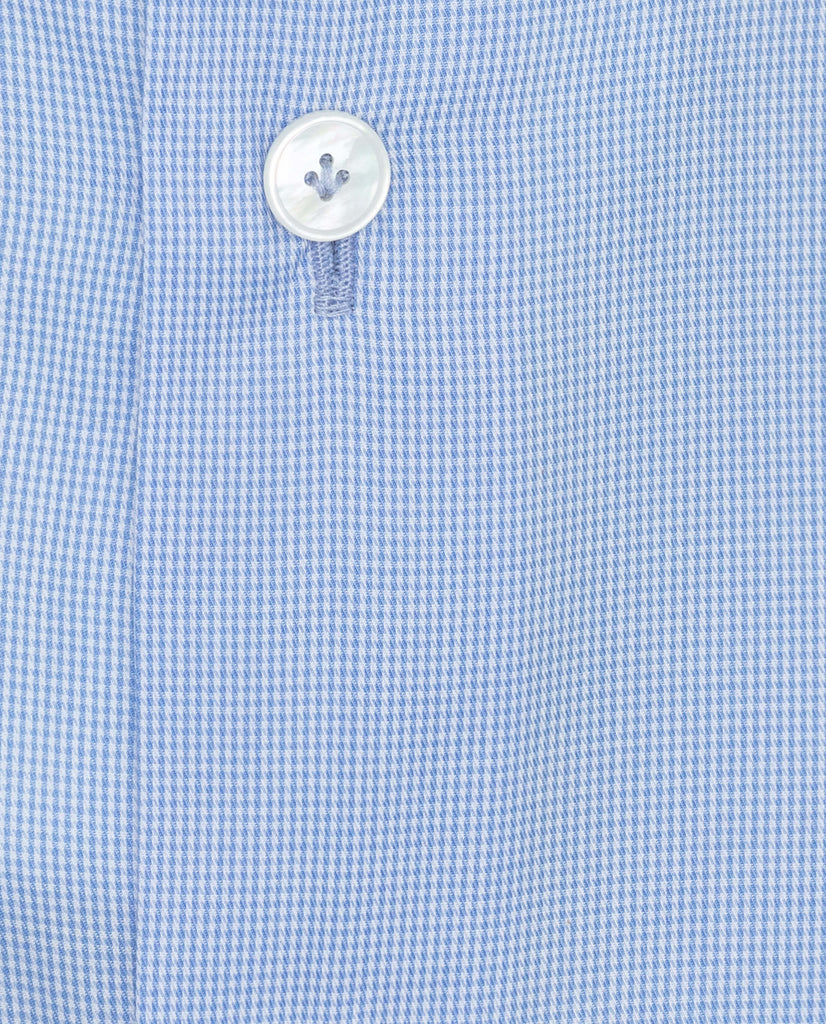 Albini Light Blue Micro Houndstooth Twill 365 Easy Care Fine Cotton