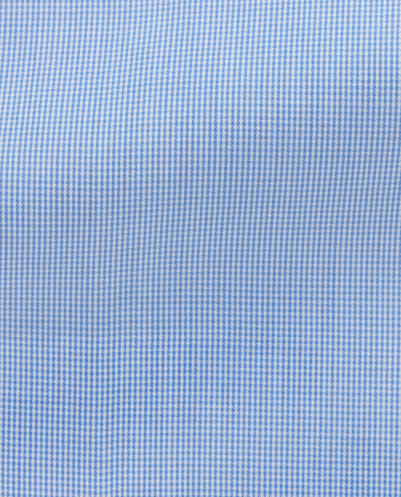 Albini Light Blue Micro Houndstooth Twill 365 Easy Care Fine Cotton