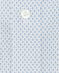 Albini White & Blue Poplin Paisley Dot Cotton 365 Easy Care Cotton