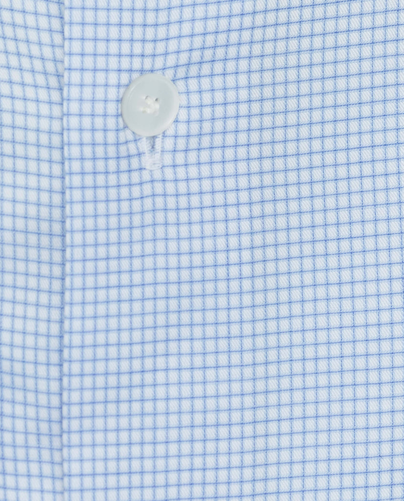 Albini Light Blue Plaid Twill 365 Easy Care Fine Cotton