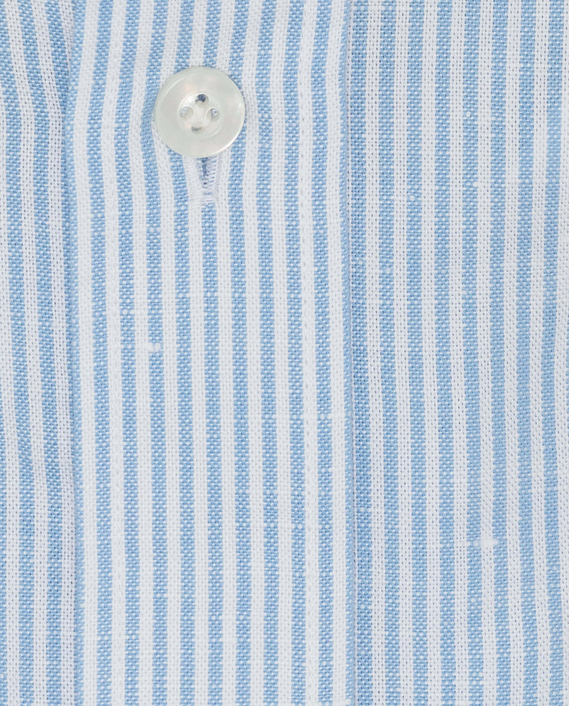 Weba Light Blue Stripe Cotton & Linen Chambray