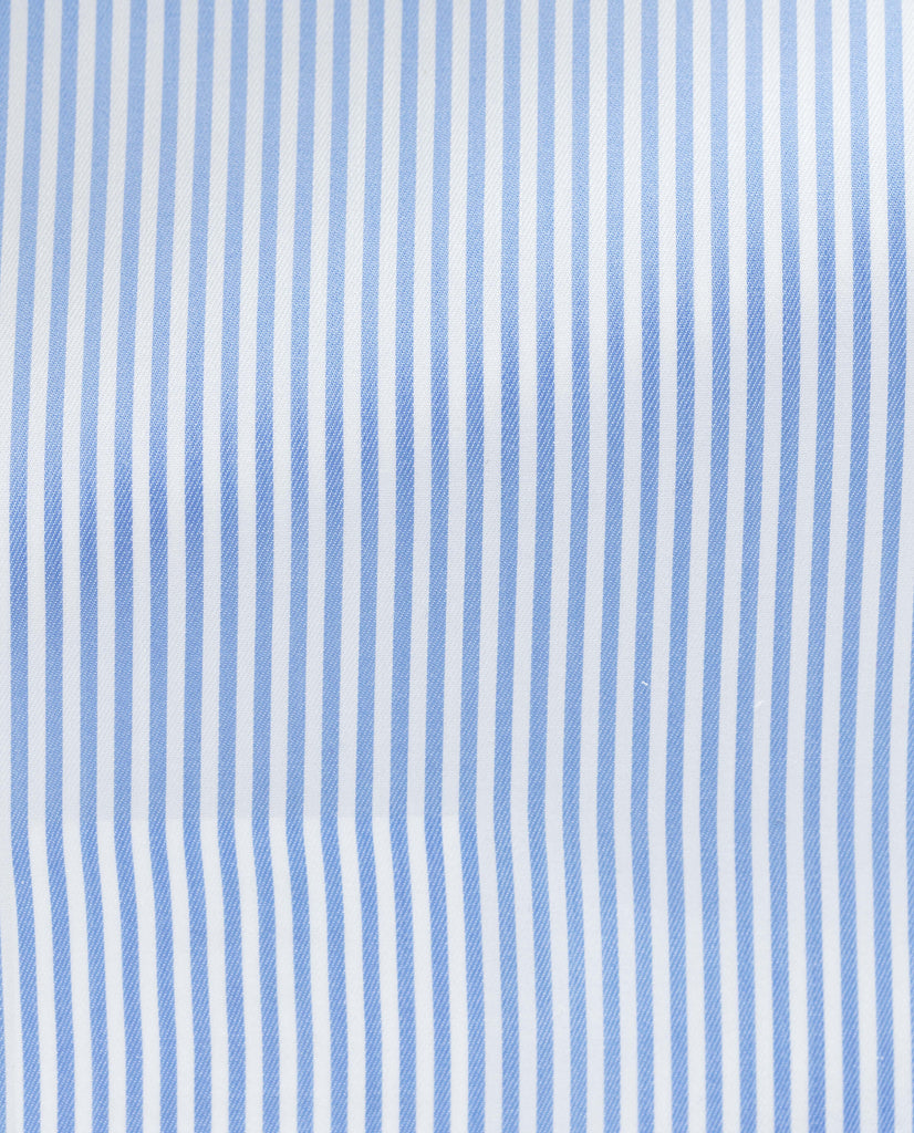 Albini Light Blue Stripe Twill 365 Easy Care Fine Cotton