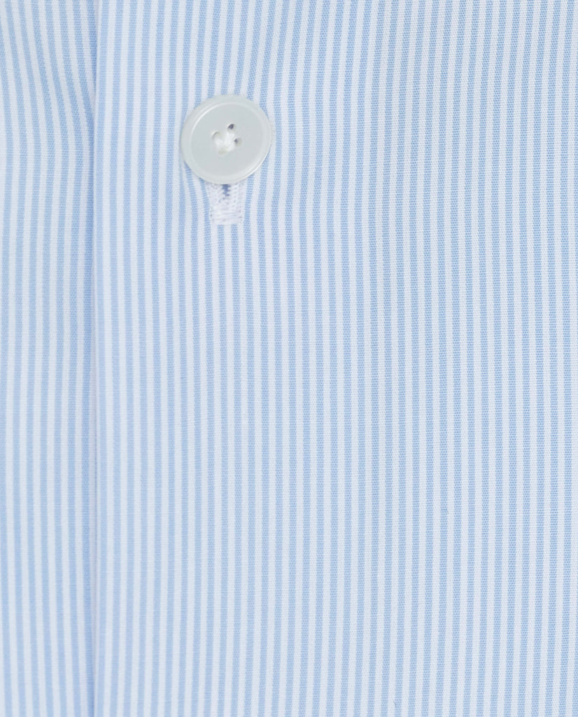 Albini Light Blue Stripe Poplin Cotton 365 Easy Care Cotton