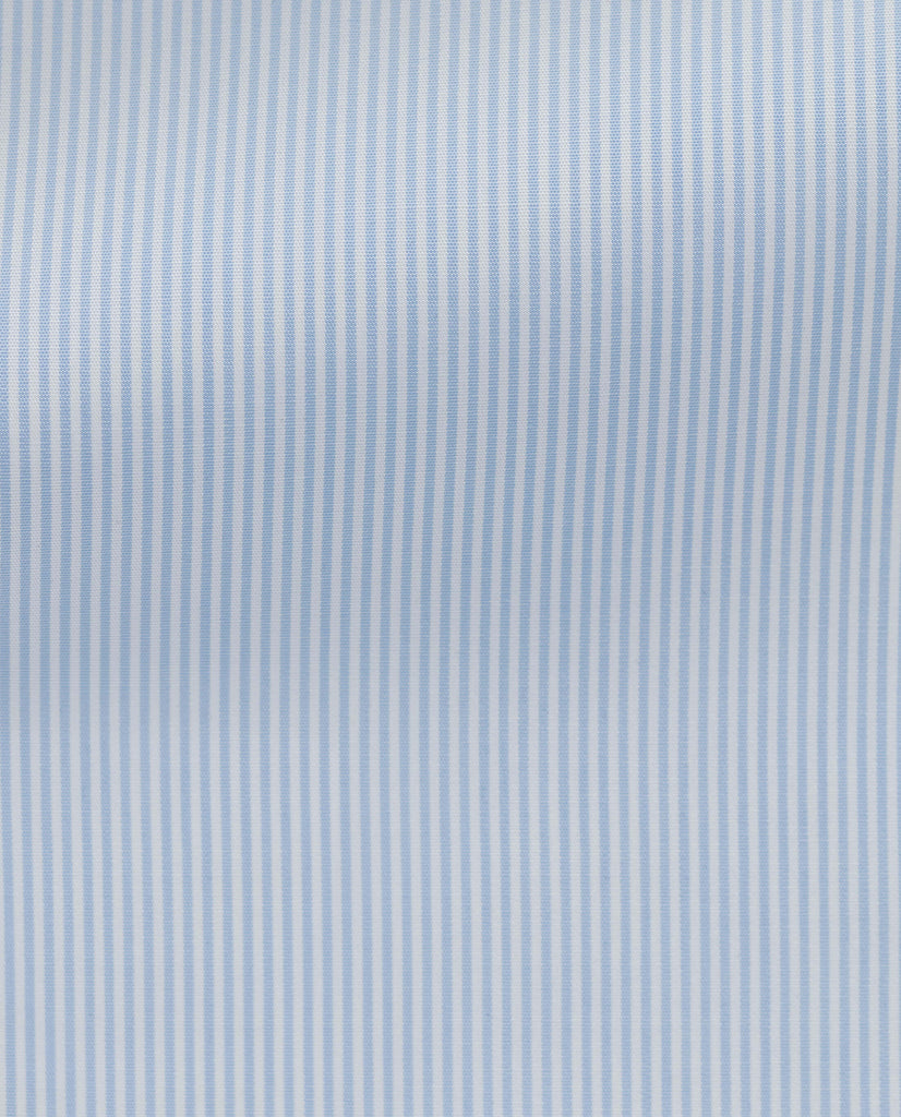 Albini Light Blue Stripe Poplin Cotton 365 Easy Care Cotton