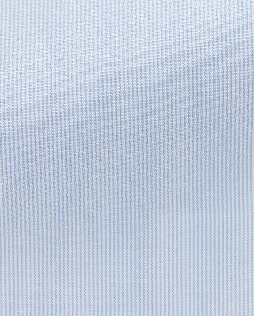 Thomas Mason Micro Stripe Light Blue Two Ply Sea Island Cotton Fine Twill