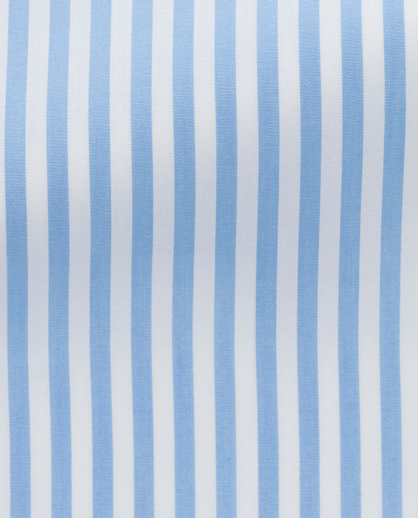 Albini Light Blue Stripe Poplin Cotton 365 Easy Care Cotton