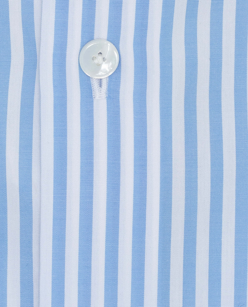 Albini Light Blue Stripe Poplin Cotton 365 Easy Care Cotton