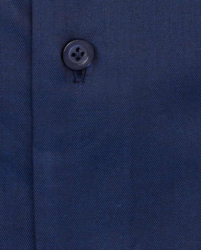 Albini Navy Blue Twill Herringbone 365 Easy Care Fine Cotton
