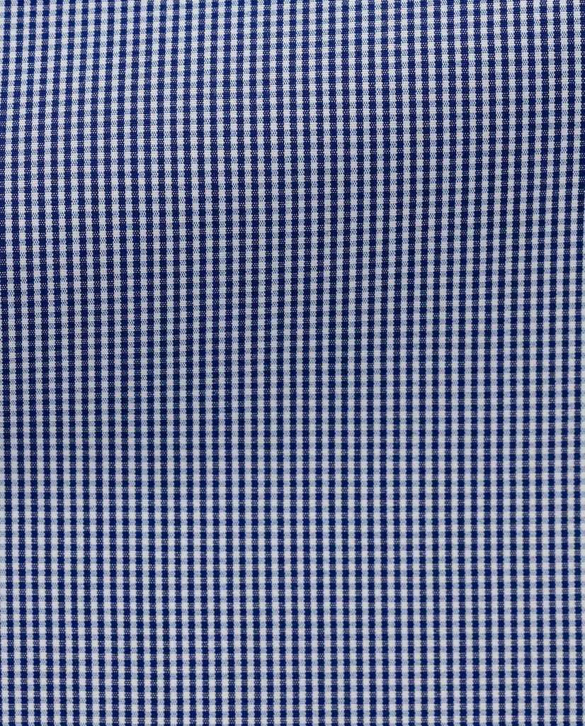 Albini Navy Blue Gingham Cotton 365 Easy Care Cotton