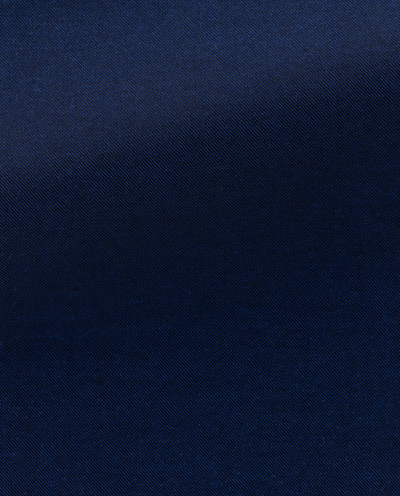 Albini Navy Blue Stretch Fine Twill 365 Easy Care Cotton
