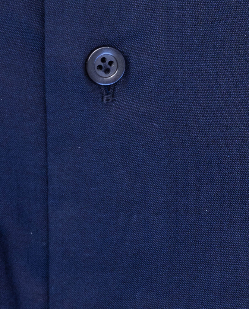 Albini Navy Blue Stretch Fine Twill 365 Easy Care Cotton