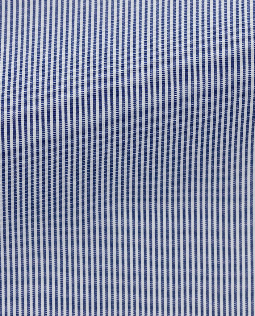 Albini Navy Blue Stripe Poplin Cotton 365 Easy Care Cotton