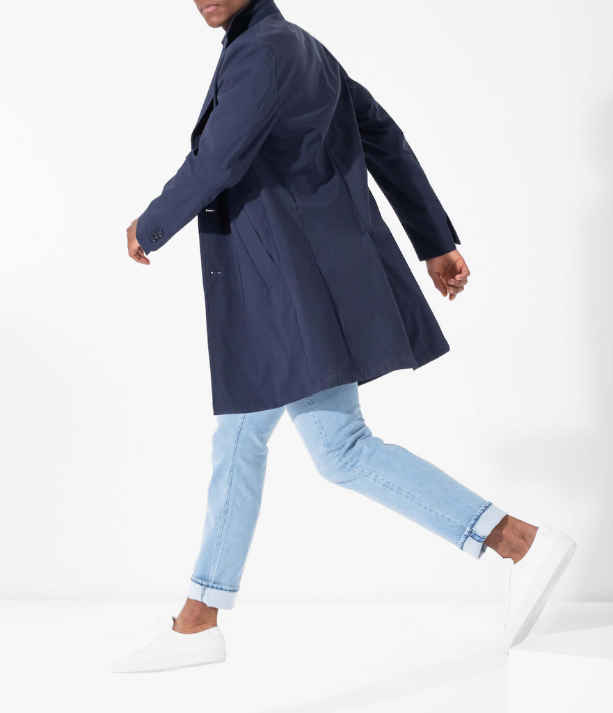 Loro Piana Lightweight Bonded Tropical Stormsystem Navy Wool & Silk Stretch