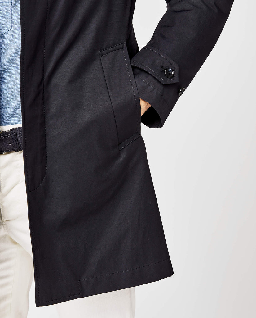 Olmetex Midnight Blue Coated Cotton Blend Twill Unconstructed Windbreaker