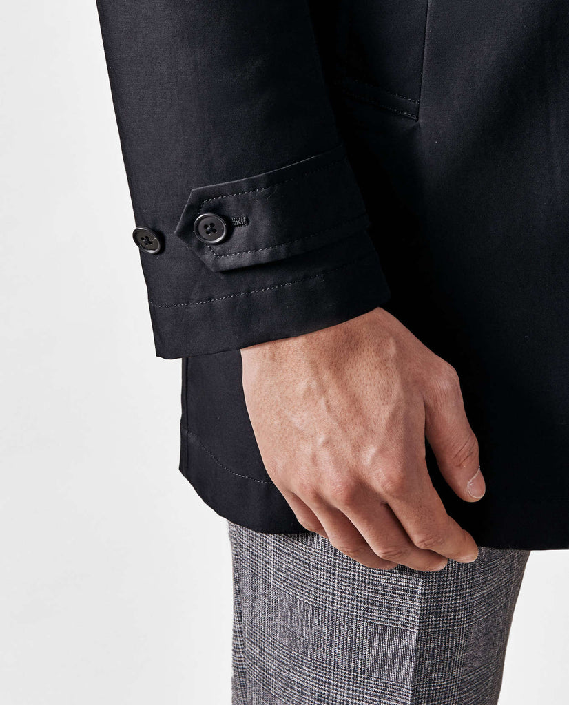 Olmetex Black Coated Cotton Blend Twill Unconstructed Windbreaker