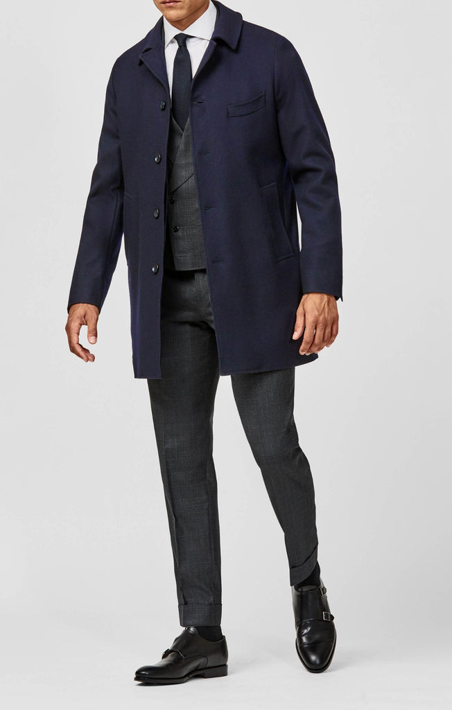 Loro Piana RAIN SYSTEM Dark Blue Pure Fine Wool Brushed Twill