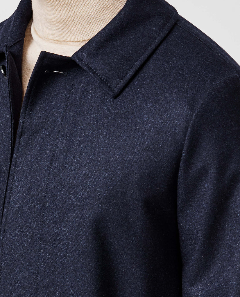 Barberis Canonico Dark Blue S120 Twill Bonded Wool Weather Tech Unconstructed Coat