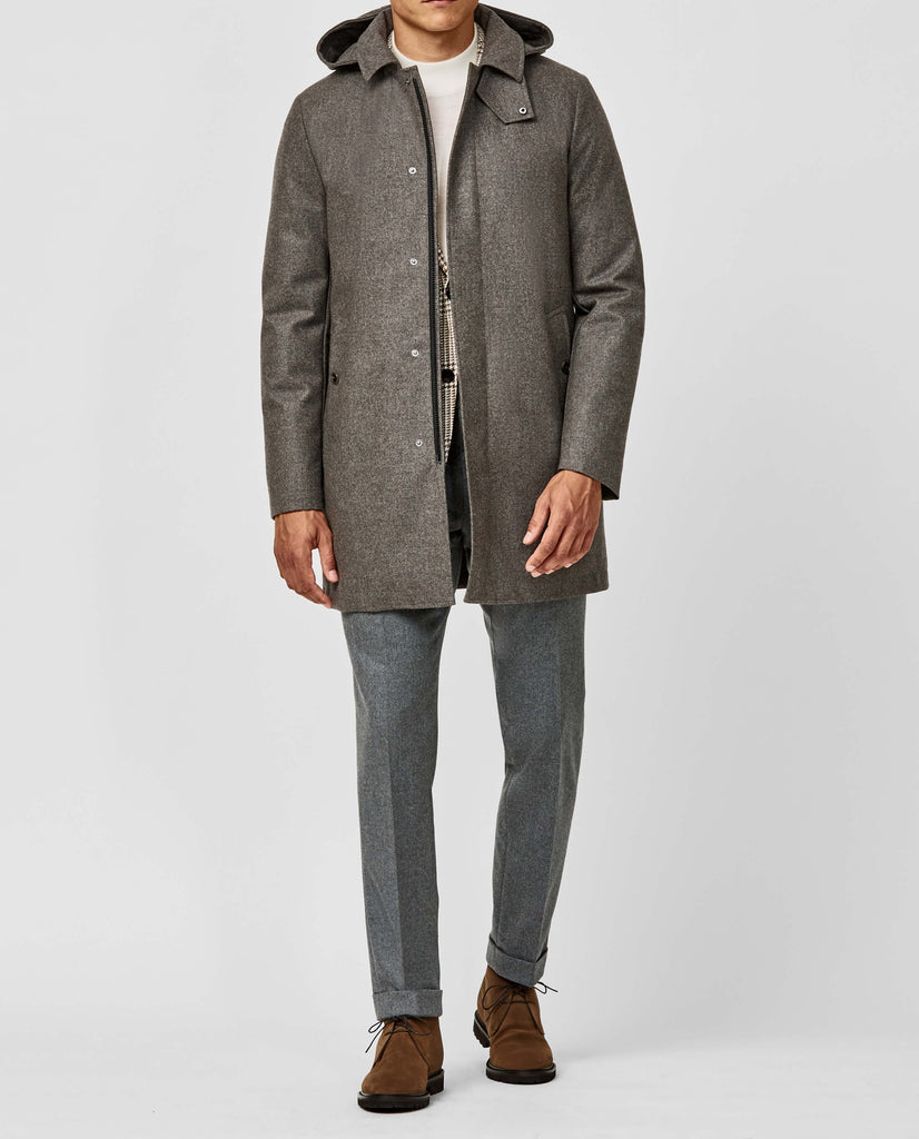 Barberis Canonico Light Brown S120 Twill Bonded Wool Weather Tech Unconstructed Coat