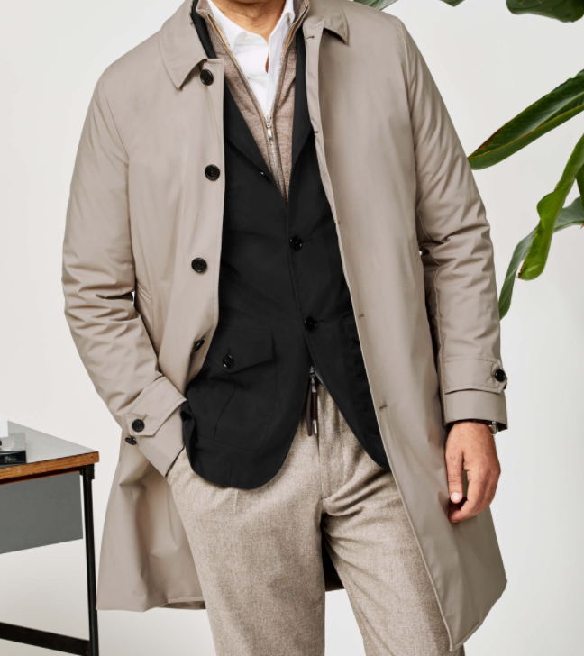 Olmetex Taupe Lightweight Bonded Water-Repellent Technical Windbreaker