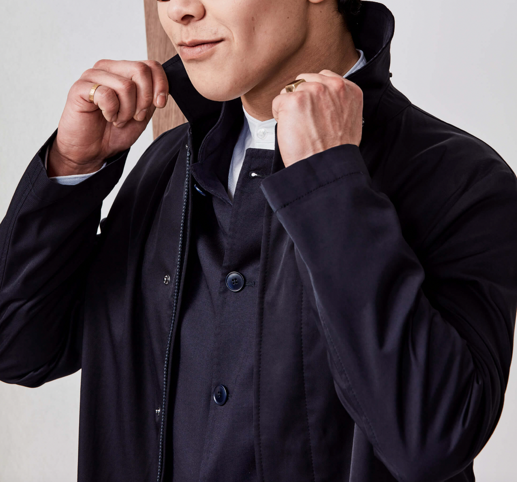 Olmetex Midnight Blue Water-Repellent Cotton Blend Twill Windbreaker