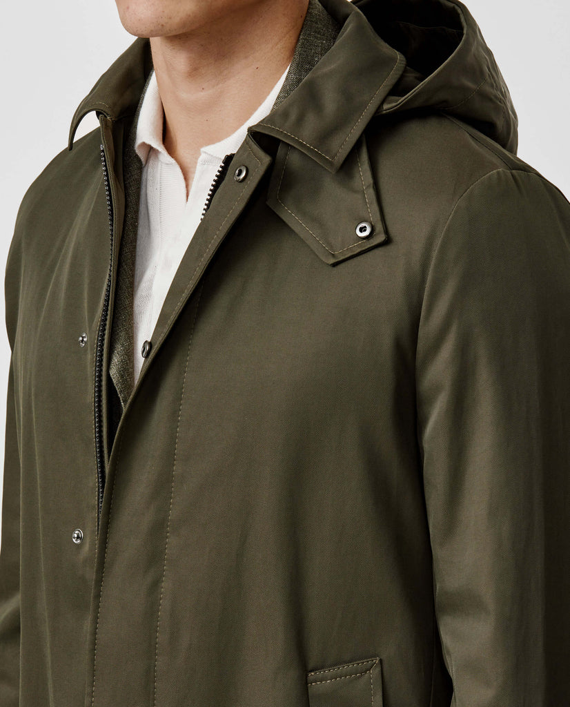 Olmetex Olive Water-Repellent Cotton Blend Twill Windbreaker