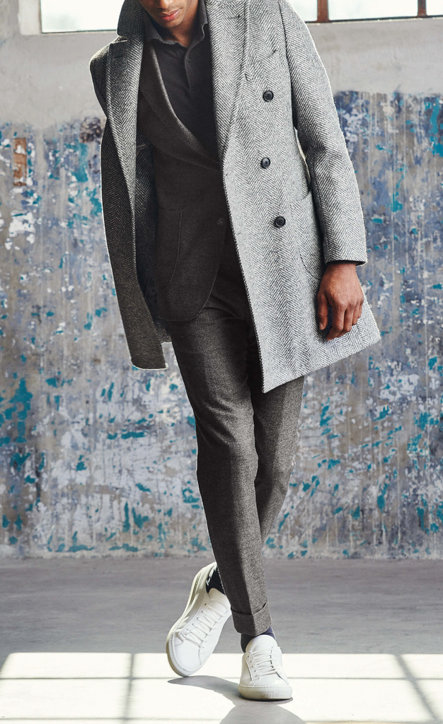 Ferla Light & Mid Grey Baby Alpaca Wool Herringbone