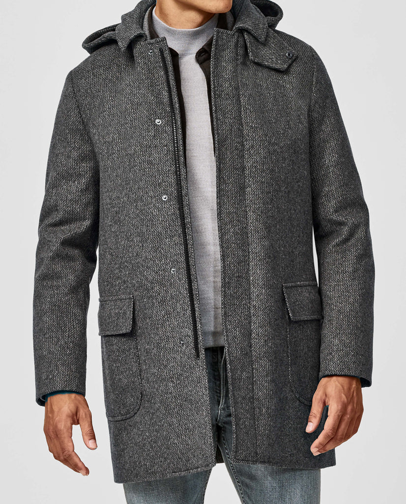 CB Stile Anthracite Brushed Wool Blend with Micro Design