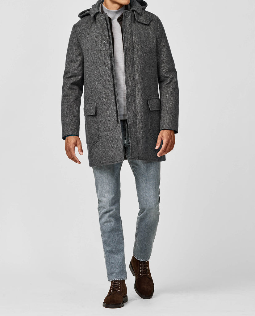 CB Stile Anthracite Brushed Wool Blend with Micro Design