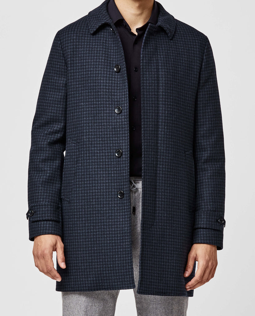 CB Stile Navy Wool Blend Houndstooth Micro Design