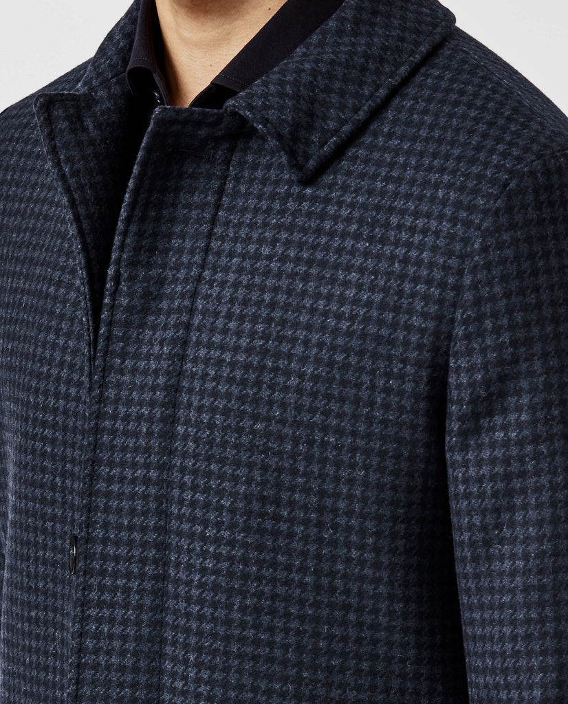 CB Stile Navy Wool Blend Houndstooth Micro Design