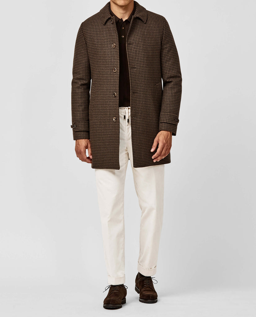 CB Stile Caramel Wool Blend Houndstooth Micro Design