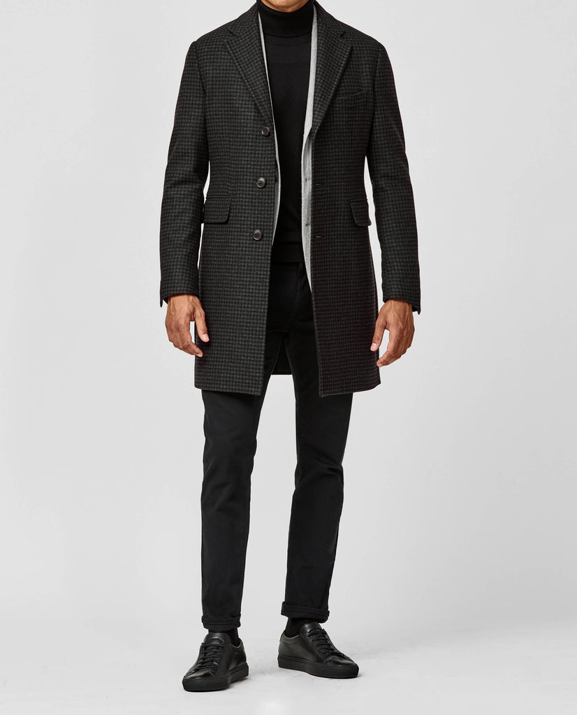 CB Stile Anthracite Wool Blend Houndstooth Micro Design