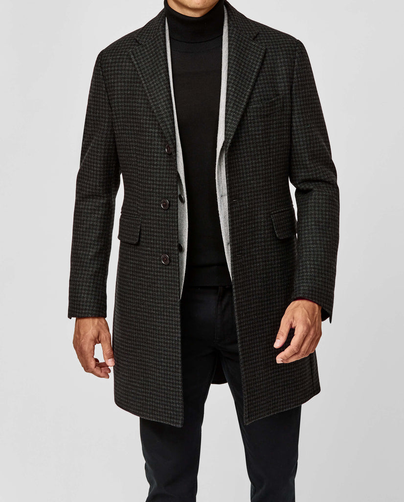 CB Stile Anthracite Wool Blend Houndstooth Micro Design