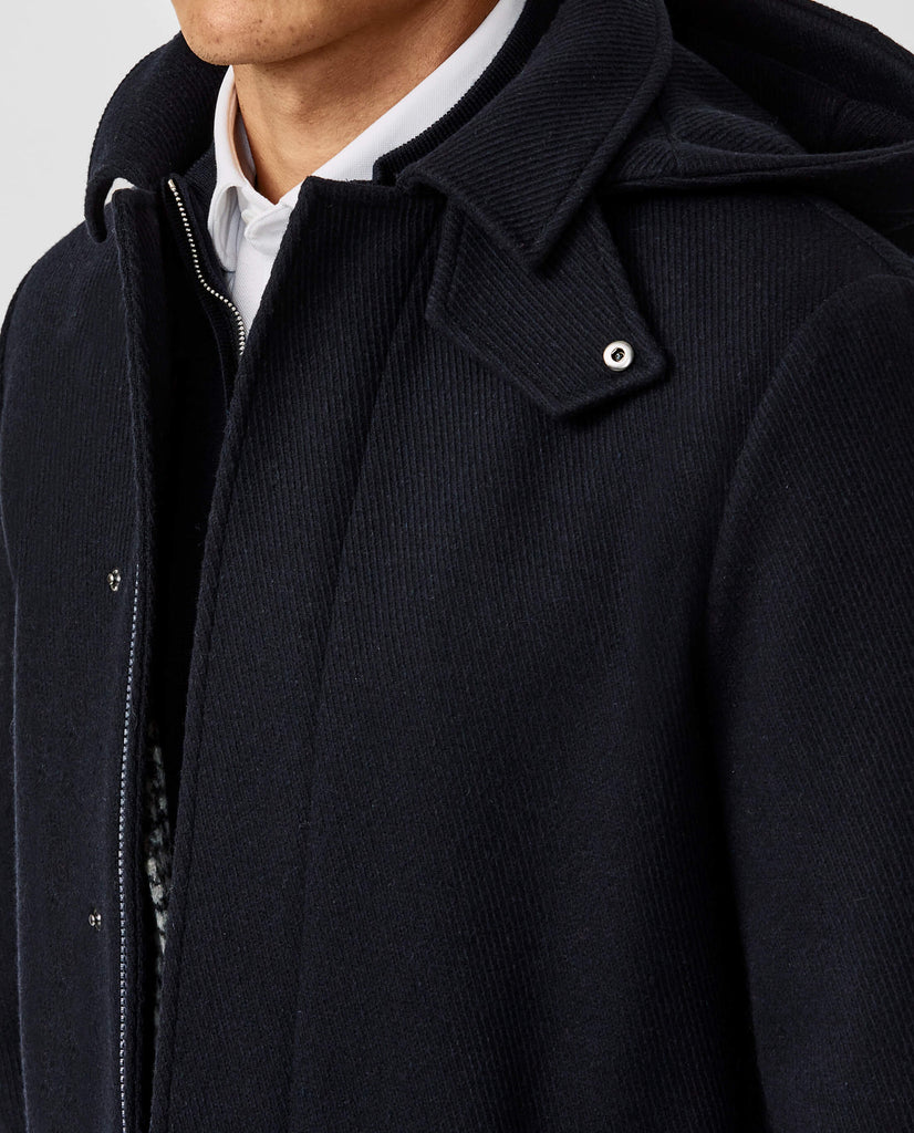 Olmetex Navy Water Repellent Bonded Wool Blend Heavy Twill