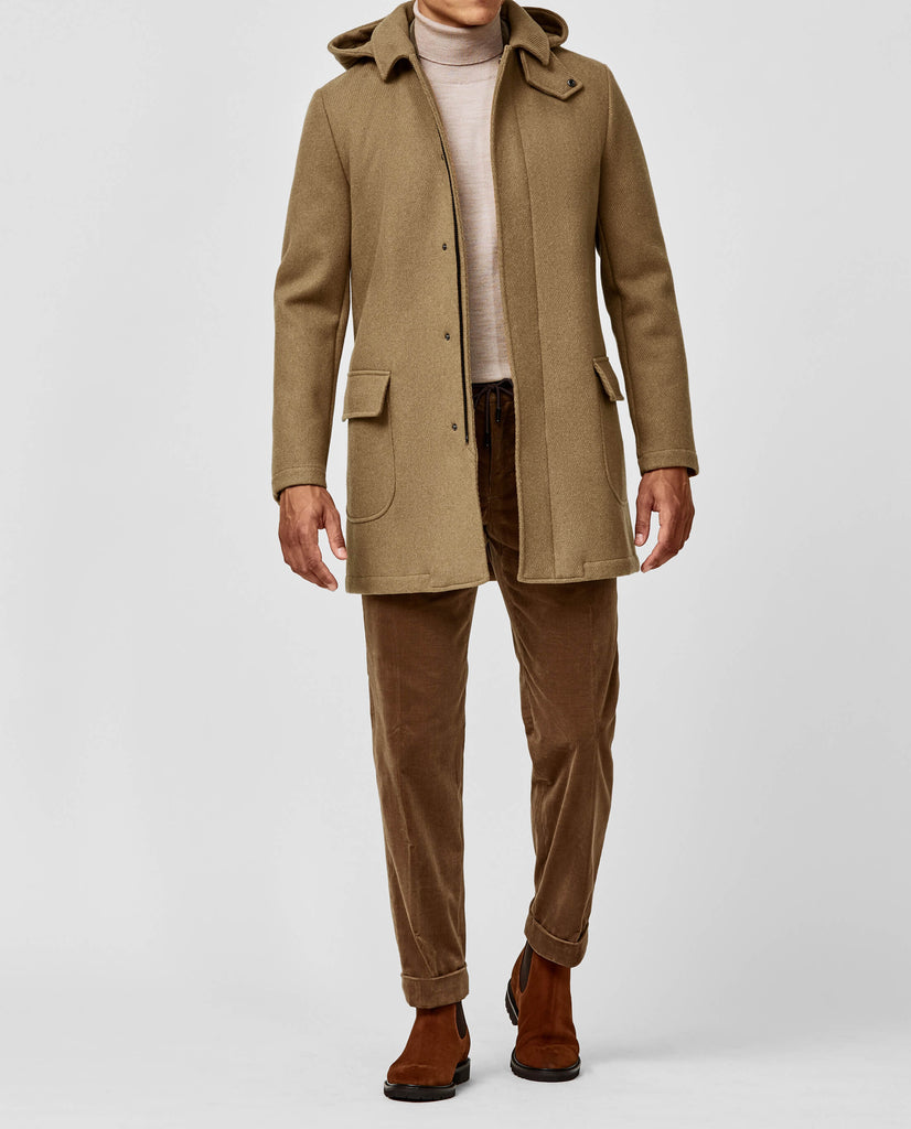 Olmetex Camel Water Repellent Bonded Wool Blend Heavy Twill