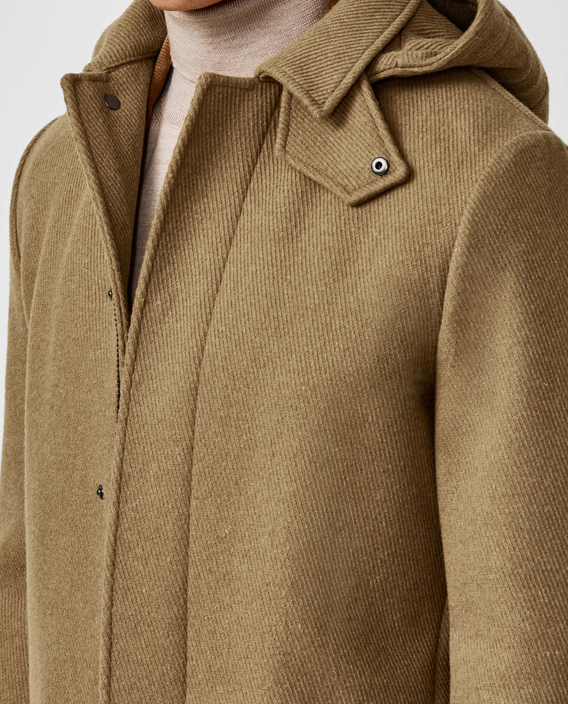 Olmetex Camel Water Repellent Bonded Wool Blend Heavy Twill